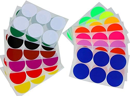 ZARRS Coloured Dot Stickers,50mm Round Sticker 14 Colours Handwritten Printable Self Adhesive Dot Stickers for Colour Coding Calendars DVDs School Books