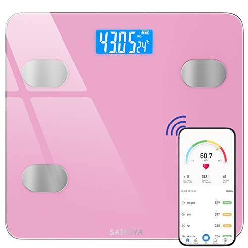 体重計 体脂肪計 体組成計 ヘルスメーター Bluetooth スマホ連動 Usb充電式アプリと同期 体重 Bmi 体脂肪率 筋肉量 体水分率 内臓脂肪レベル 骨量 基礎代謝量8項目測定可能 デジタル ボディスケール スマートスケール ピンク