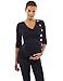 PattyBoutik Mama Cowl Neck Buttons Maternity Tunic Top (Dark Blue XL)
