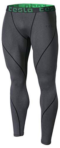 TM-MUP19-ZDG_Medium Tesla Men's Compression Pants Baselayer Cool Dry Sports Tights Leggings MUP19