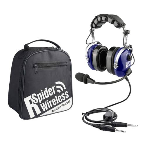 R SPIDER WIRELESS - PNR Aviation Aircraft Headphones with Comfortable Ear Pads, Passive Noise Reduction, Carrying Case