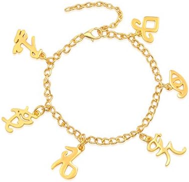 XOCOM The Mortal Instruments City of Bones Inspired Angelic Power Rune Symbols Charm Bracelet Gold and Silver Color