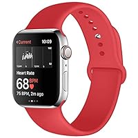 Kaome Compatible with Apple Watch Band 44mm 42mm,Soft Strap Sport Band for iWatch Series 5, Series 4, Series 3, Series 2, and Series 1(S/M,Red)