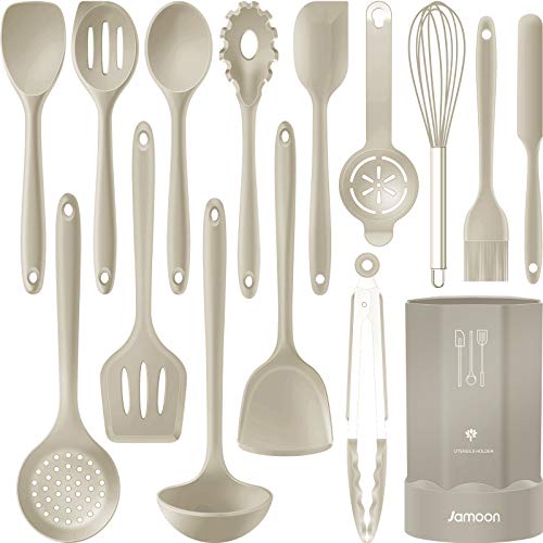 Silicone Cooking Utensils Set - 446°F Heat Resistant Kitchen Utensils,Turner Tongs,Spatula,Spoon,Brush,Whisk.Kitchen…