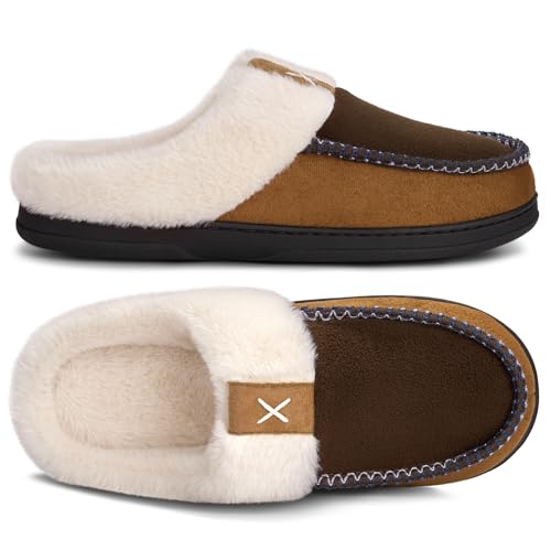 Slippers for Men Moccasins Memory Foam Mens Slippers Slip on House Shoes at Amazon