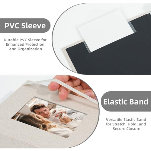 Remowith Photo Album 13x18 with Custom Cover - 26 Pockets (Holds 52 Photos) - DIY Photo Album for Family, Travel, Wedding, Beige