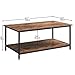 AMOAK Industrial Coffee Table with Storage Shelf, Vintage Wooden Board with Stable Metal Frame, Wood Look Furniture with Rustic Coffee Table for Living Room, Retro Brown
