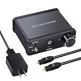 LiNKFOR 192kHz DAC Digital to Analog Audio Converter with Headphone Amplifier Function Volume Control Digital Optical Coaxial Toslink to Analog Stereo L/R 3.5mm Audio Adapter for PS4 Apple TV DVD PS3