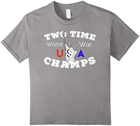 Kids Two Time World War Champs TShirt 6 Slate