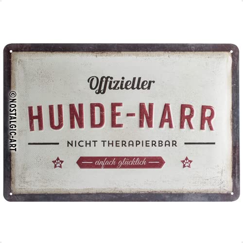 Nostalgic-Art Retro Tin Sign – PfotenSchild – Hunde-Narr – Gift idea for dog owners, Metal Plaque, Vintage design for wall decoration, 20 x 30 cm