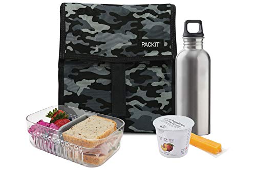 PackIt Freezable Lunch Bag with Zip Closure, Charcoal Camo - Thumbnail 6