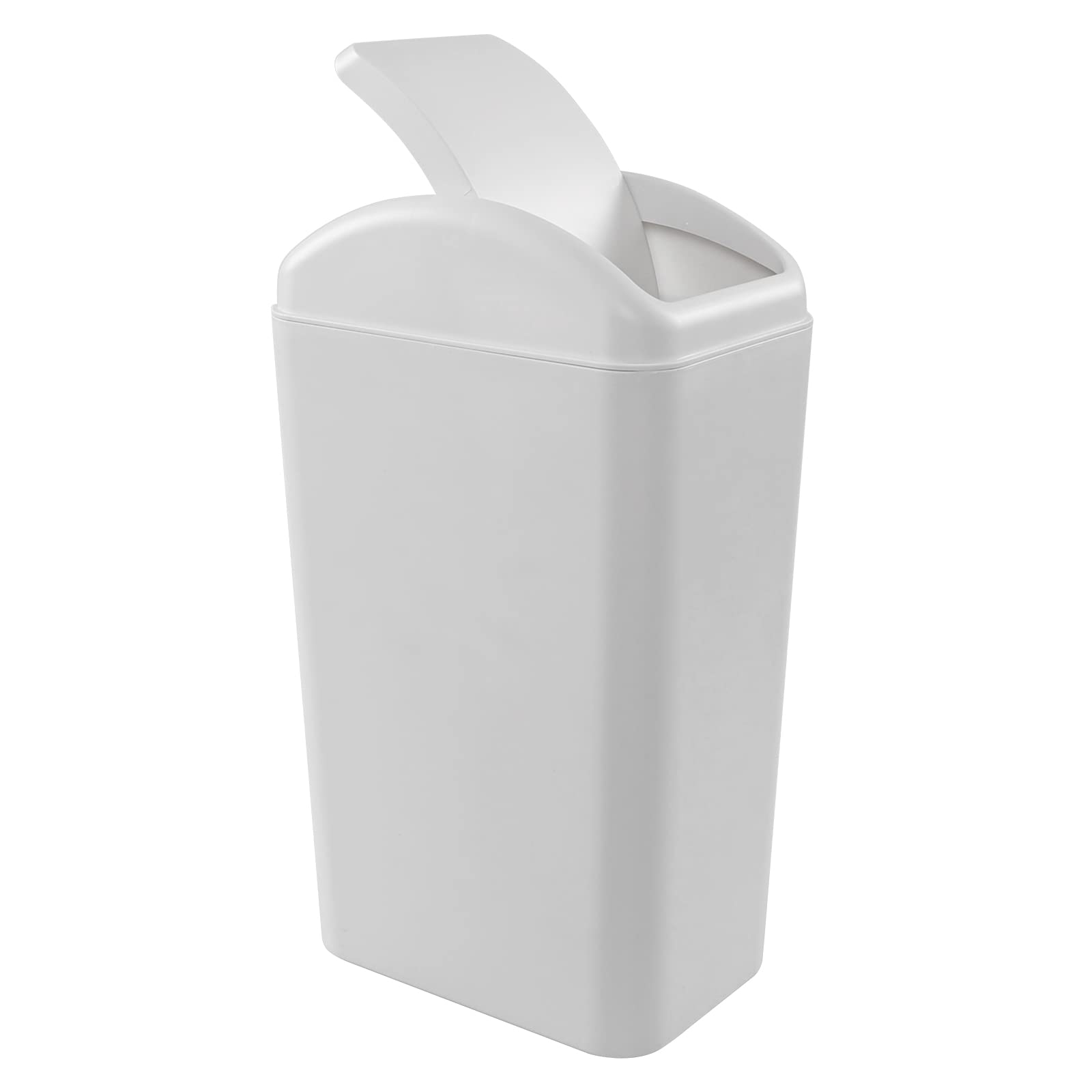 Photo 1 of Hespama 3.5 Gallon / 14 L Slim Trash Can with Swing Lid, Small Garbage Bin for Narrow Space, Light Grey