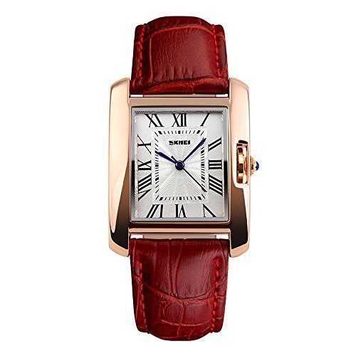 Skmei women’s leather band dress party roman numerals…