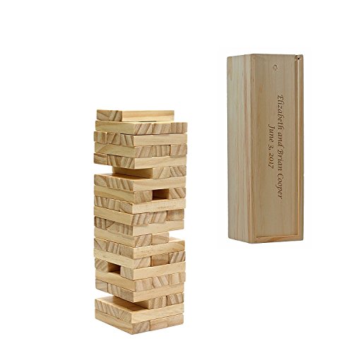 WE Games Custom Engraved Monogram Tumbling Blocks Game in Wooden Box (12 Inch when Packaged)