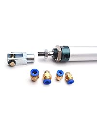 Sydien Mini cilindro de aire de aleación de aluminio con conector Y y 4 piezas de montaje rápido neumático