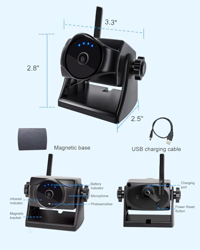 1080P Wireless Magnetic Backup Camera, WiFi Backup Camera with Durable Battery, 90 Days Standby, Night Vision, IP69K, Simple Installation for Trucks, Trailers, Compatible with