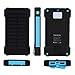 Foreverrise 10000mAh Solar Charger Dual USB Battery Pack Portable Phone Solar Power Bank Waterproof Battery Charger with LED Light and Carabiner with Compass Pack for Most USB Devices(Blue)