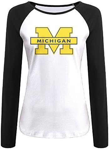 AIJFW Michigan Wolverines Logo Women's Crewneck Baseball Tee S