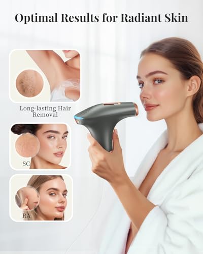 Haarlosy IPL Laser Hair Removal Device for Women and Men 3-in-1 Lazer Hair Remover with 9 Levels Auto Mode 999,900 Flashes for Upper Lips Bikini Line Body Salon Quality Result at Home, Dark Grey