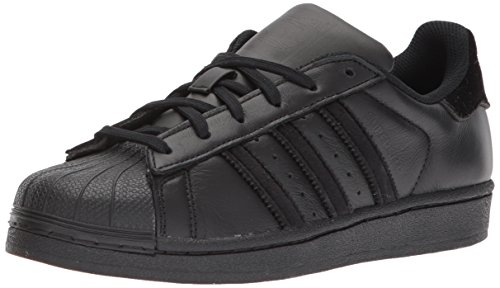 adidas Originals Boys  Superstar J Sneaker, Black/Black/Black, 4 M US Big Kid