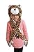 TONWHAR Cartoon Animal Hood Hoodie Hat with Attached Scarf and Mittens (Leopard)