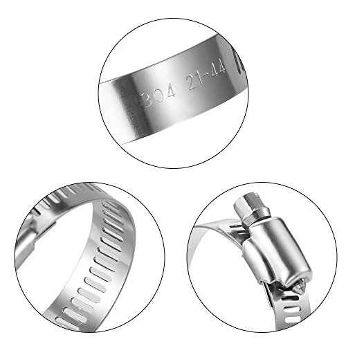 LOKMAN Hose Clamp, 20 Pack Stainless Steel Adjustable 21-44mm Range Worm Gear Hose Clamp, Water Pipe Clamp for for Plumbing, Automotive and Mechanical Applications