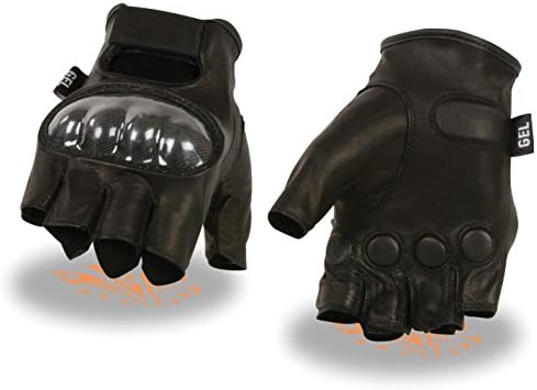 Men's Hard Knuckle Gel Palm Fingerless Glove - Knock Out Glove - One Punch and it's Lights Out (Large)