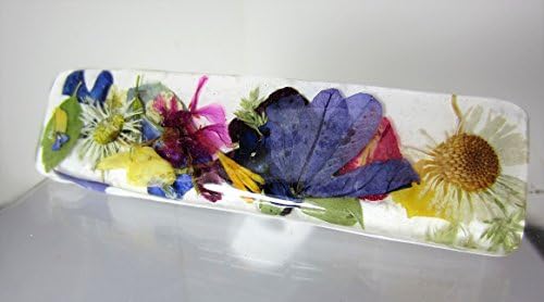 Elegant Real Flower Hair Barrette, Pressed Flowers in Resin, French clip: (az2090)