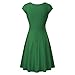 HIKA Women's Casual Elegant A Line Short Cap Sleeve Round Neck Dress (Medium, Deep Green)