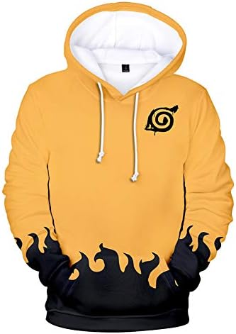 Men Naruto 3D Print Pullover Hoodie Sweatshirt with Kangaroo Pocket