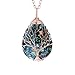 Handmade Tear Drop Healing Crystal Necklace Wire Wrapped Tree of Life Pendant Rose Gold Plated Imitated Opal Natural Stone Jewelry Birthday Gift for Women Men