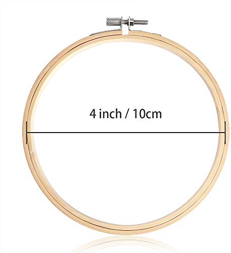 WOWOSS 12 Pieces 4 Inch Embroidery Hoops Set Adjustable Bamboo Circle Cross Stitch Hoop Ring for Embroidery and Cross Stitch Art Craft Handy Sewing