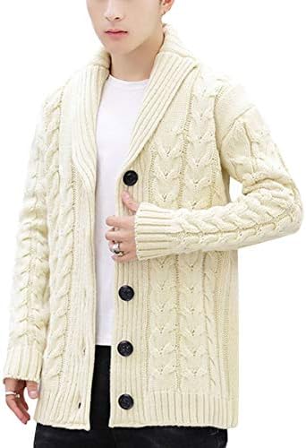 スカイシイ 3カラー ニットカーディガン あたたかい 折り襟 ポケットなし ボタン付き メンズ S 2xl