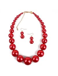 Kosmos-li set de gargantilla con arete grande estilo big imitar perla strand collar