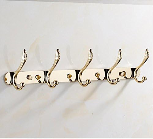 ALUS- European All-copper Clothes Hook After Hook Row Wardrobe Coat Hooks Bathroom Door Hook ( Color : Gold )