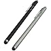 Sty-HD 2 Pack of Premium Precision Micro-Knit Hybrid Fiber Tip Capacitive Stylus Pens for iPhone 5 4 4s, iPod touch, All iPad: 1st Gen, 2, the NEW iPad, iPad 4th gen with Retina display, iPad Mini, Samsung Galaxy Tablet and Phone Black and Silver Color