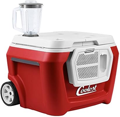 Coolest Cooler 60 Quart Sangria Premium Ice Chest With Bluetooth Speaker Oversized Wheels Telescoping Handle Picnic Party Essentials Bungee Tie