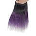 BE 3 Pieces Syntheitc Brazilain Straight Ombre Gray Color 14inch Yaki Synthetic Hair Mix with Human Hair Weave Extensions(ombre gray) (black purple grey)