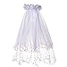 Valdler 2-Tier Beaded Veil with Attached Floral Headband for Girl White