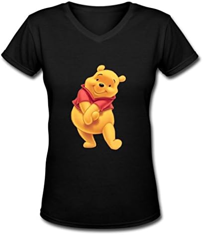Yiko Women's Winnie The Pooh Logo V Neck T Shirt Black L