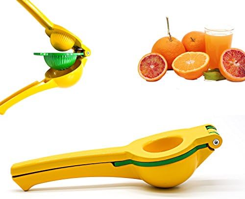 Lemon Lime Squeezer - 2 in 1 Manual Citrus Press Juicer / Handheld Aluminum Juicer for Kitchen &amp; Bar (Yellow and Green)