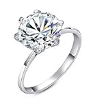 Yoursfs 18K White Gold Plated Simple 6 Prong thin wedding Ring with Single Stone Engagement Ring for Women Jewelry Gift
