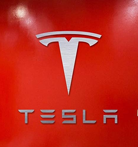 Amazoncom Tesla Logo Wall Art Brushed Silver Aluminum Wall