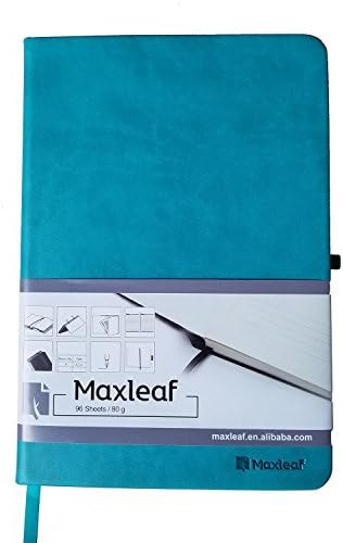 Maxleaf Thick Classic Notebook with Pen Loop - A4 Wide Ruled Hardcover Writing Notebook with Pocket Elastic Banded Closure, Large, 180 Pages, 11.7x8.3 inch (Light Blue)