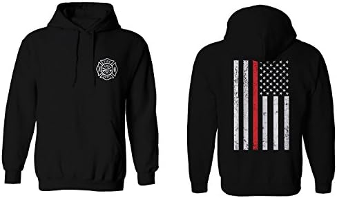 VICES AND VIRTUESAmerican Flag Thin Red Line Firefighter Support Seal Hoodie