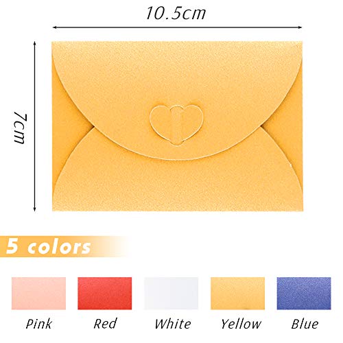 SallyFashion Mini Briefumschläge, 100 Stück Herz Briefumschläge Kraftpapier Umschläge mit Herz Verschluss für Weihnachten Valentinstag Geschenkkarten