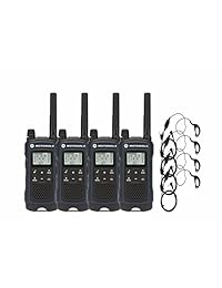Motorola T460 Radio de dos vías / Walkie Talkie 4 Pack con auriculares enrollados