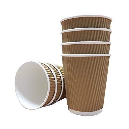 We Can Source It Ltd 500 x 8oz Kraft Ripple Cups 3PLY Disposable