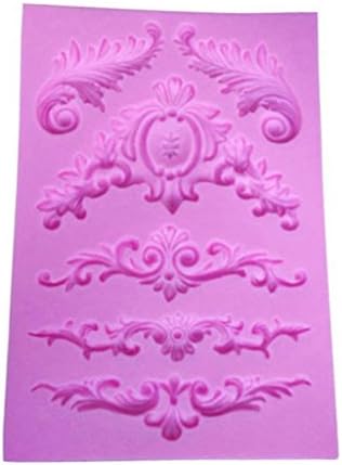 Blisscomdep Vintage Baroque Style Curlicues Scroll Lace Fondant Flower Mould for Cake Border Decorations, Cupcake Topper, Jewelry, Polymer Clay,Crafting Projects DIY Silicone Baking Mold