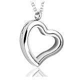 Jovivi Twist Heart Floating Charm Memory Locket Necklace - 316 Surgical Stainless Steel Magnetic Closure